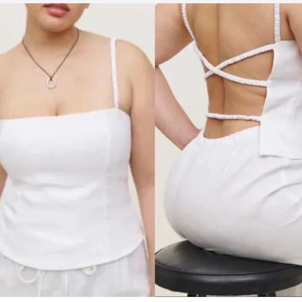Reformation Amaya Strappy Open Back
100% Linen Top in White XL NWT